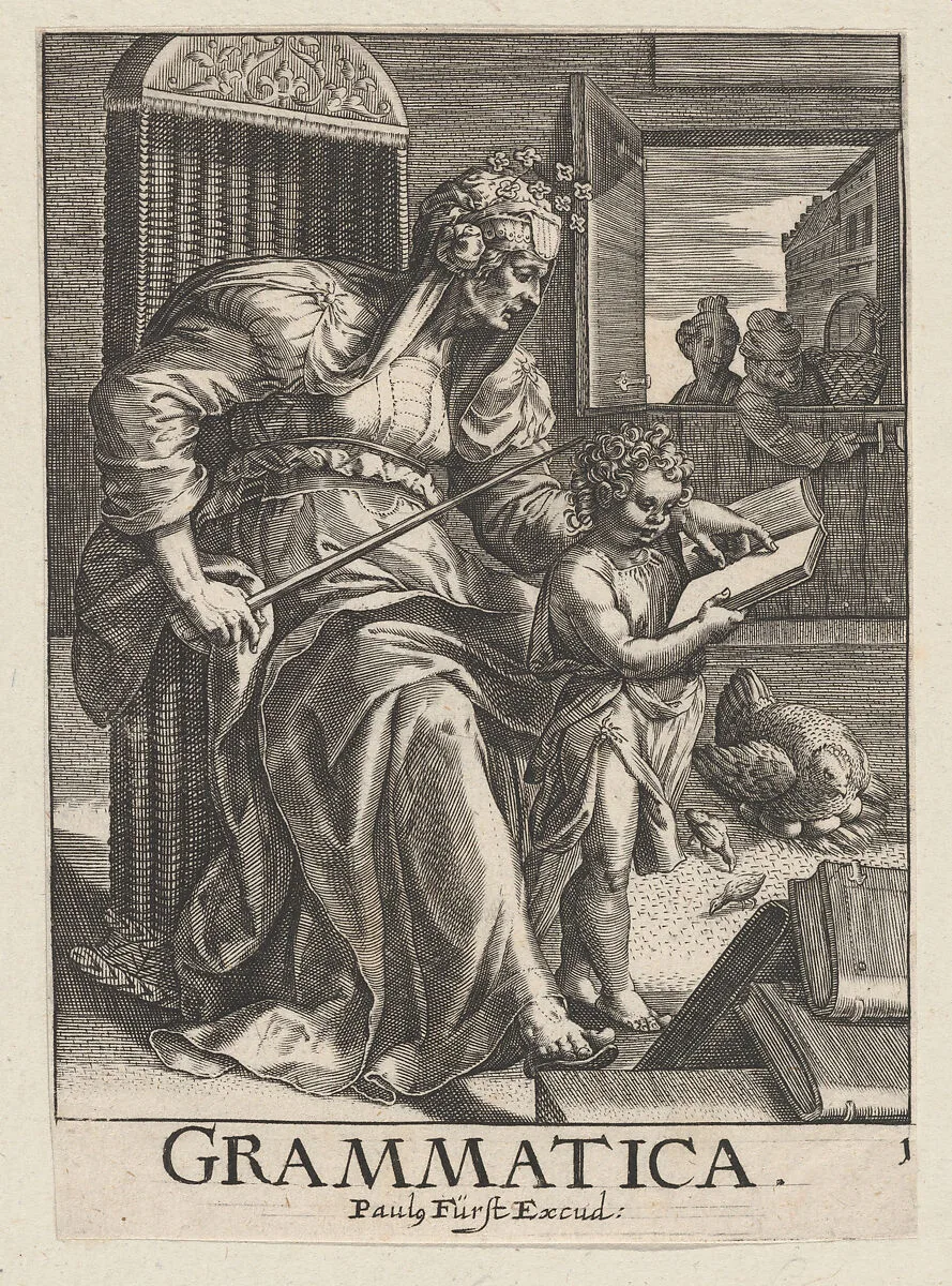 Grammatica, from The Seven Liberal Arts — Johann Sadeler I|Paulus Fürst|Maerten de Vos