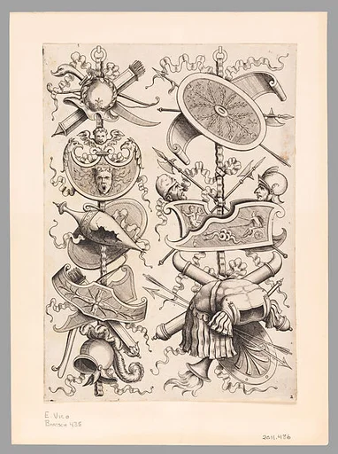 Two Armorial Trophies marked by the incorporation of a Broken Amphora on the Left, Plate 2 from the Libro de' Trofei