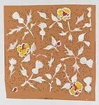 Textile Design with Flowers in White, Yellow and Red