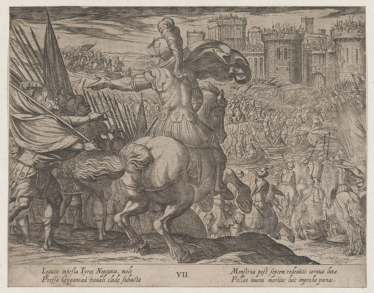Plate 7: Alexander Attacking Tyre from the Sea, from The Deeds of Alexander the Great — Antonio Tempesta|Johannes Baptista Vrints