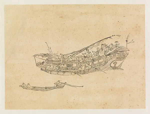現代 謝稚柳 人物舟楫臨本 鏡片|Boats — Xie Zhiliu