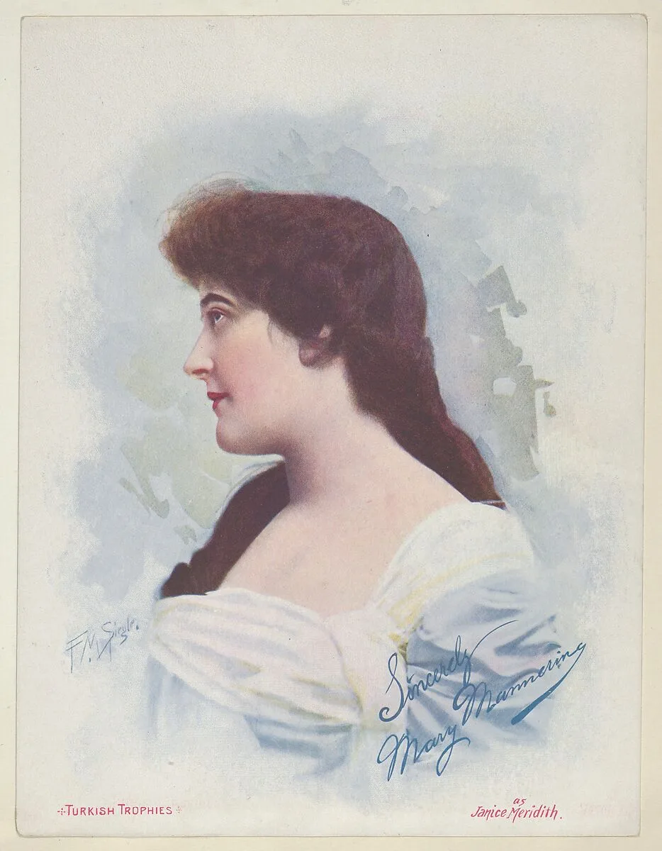Mary Mamering as Janice Meridith, from the Actresses series (T1), distributed by the American Tobacco Co. to promote Turkish Trophies Cigarettes — Frederick Moladore Spiegle|American Tobacco Company