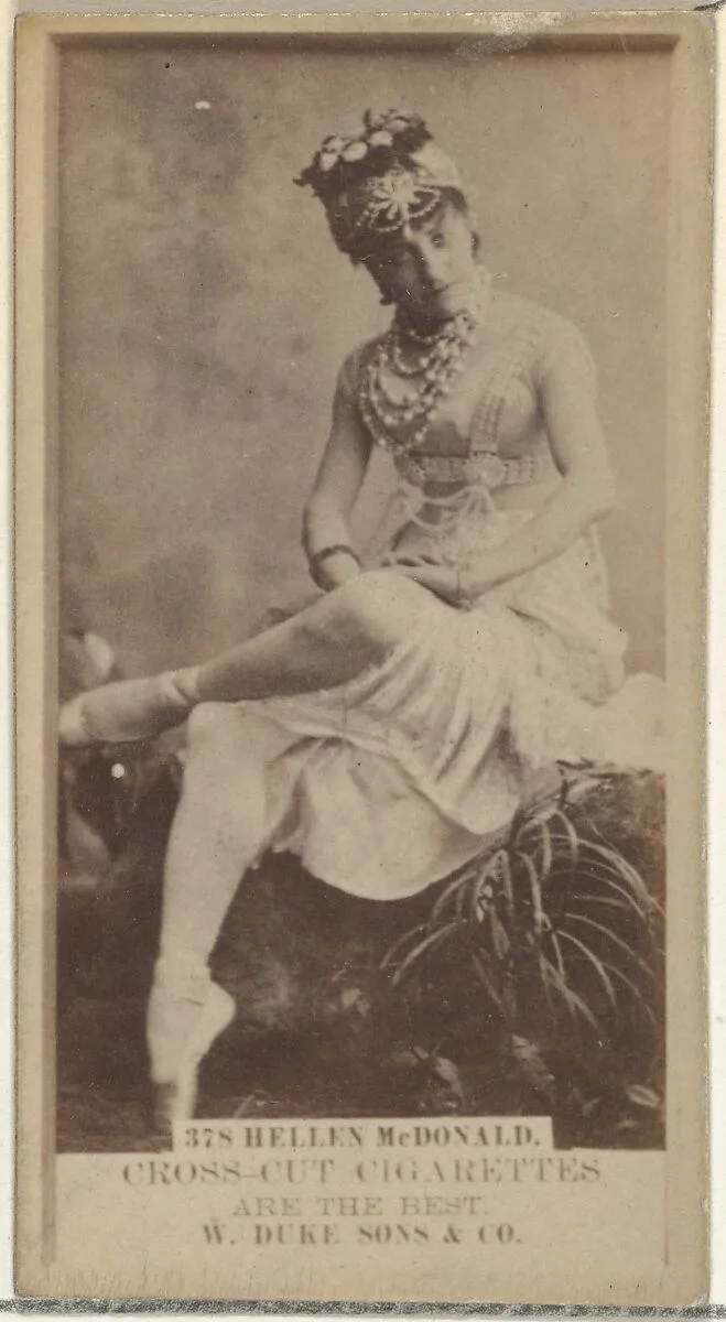 Card Number 378, Helen McDonald, from the Actors and Actresses series (N145-3) issued by Duke Sons & Co. to promote Cross Cut Cigarettes — W. Duke, Sons & Co.