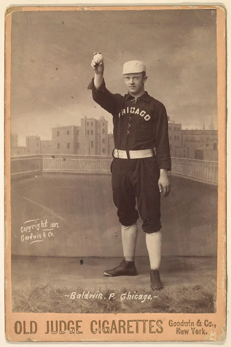 Marcus Elmore Baldwin, Pitcher, Chicago, from the series Old Judge Cigarettes — Goodwin & Company