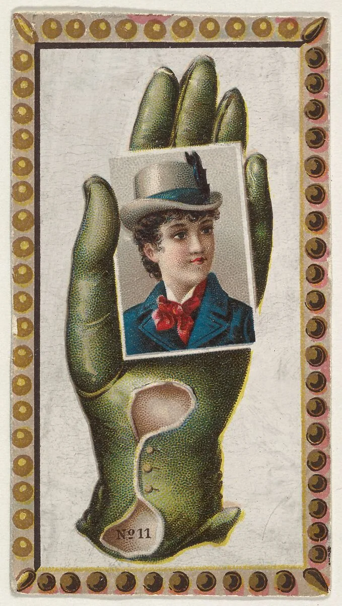 Card Number 11, cut-out from banner advertising the Opera Gloves series (G29) for Allen & Ginter Cigarettes — Allen & Ginter|American Tobacco Company