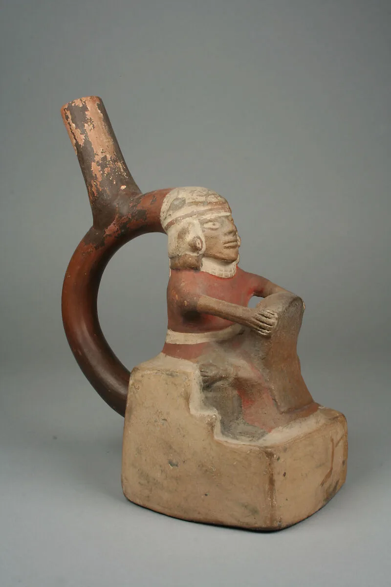 Stirrup Spout Bottle with Couple — Unknown