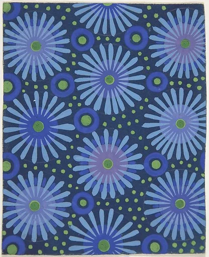 Fabric Design with Flowers, Circles, and Dots