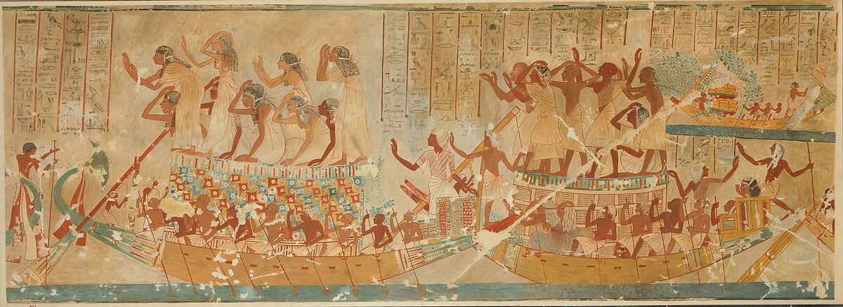 Boats with Mourners and Provisions, Tomb of Neferhotep — Nina de Garis Davies