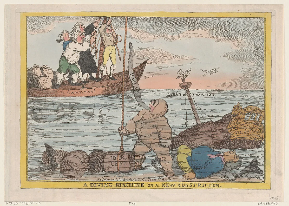 A Diving Machine on a New Construction — Thomas Rowlandson
