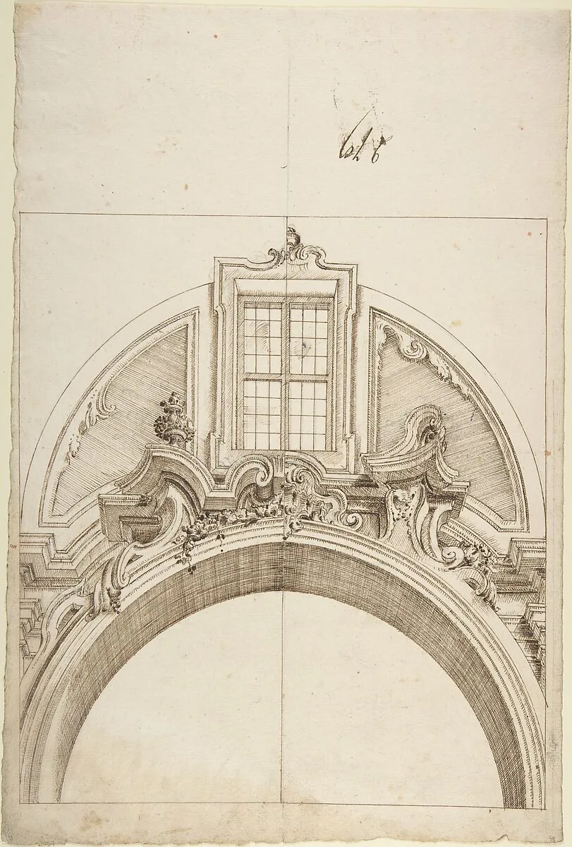 Two Alternate designs for an Arch below a window. — Anonymous, Italian, Piedmontese, 18th century