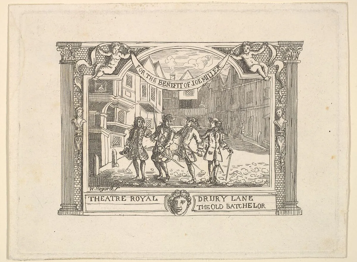 Benefit Ticket for Joe Miller — Joseph Sympson, Jr.|William Hogarth
