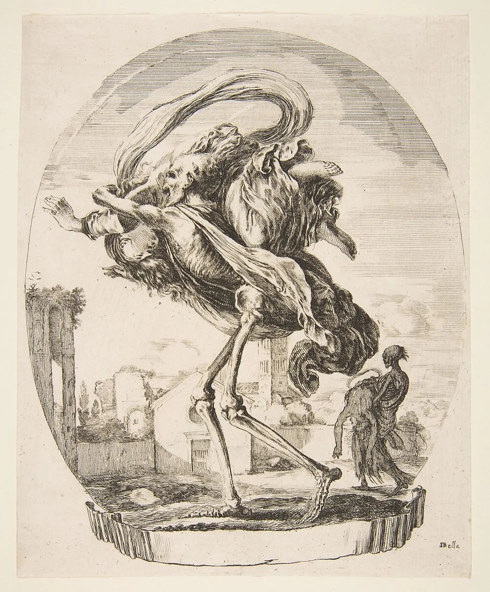 Death carrying off a woman, from 'The five deaths' (Les cinq Morts) — Stefano della Bella