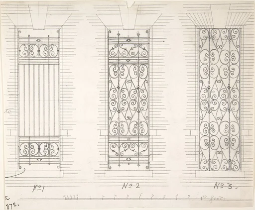 Design for Three Wrought Iron Window Guards