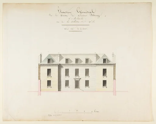 Design for the Exterior Façade of the Country House of Monsieur Blaney, Belleville (recto); Design for façade (verso)