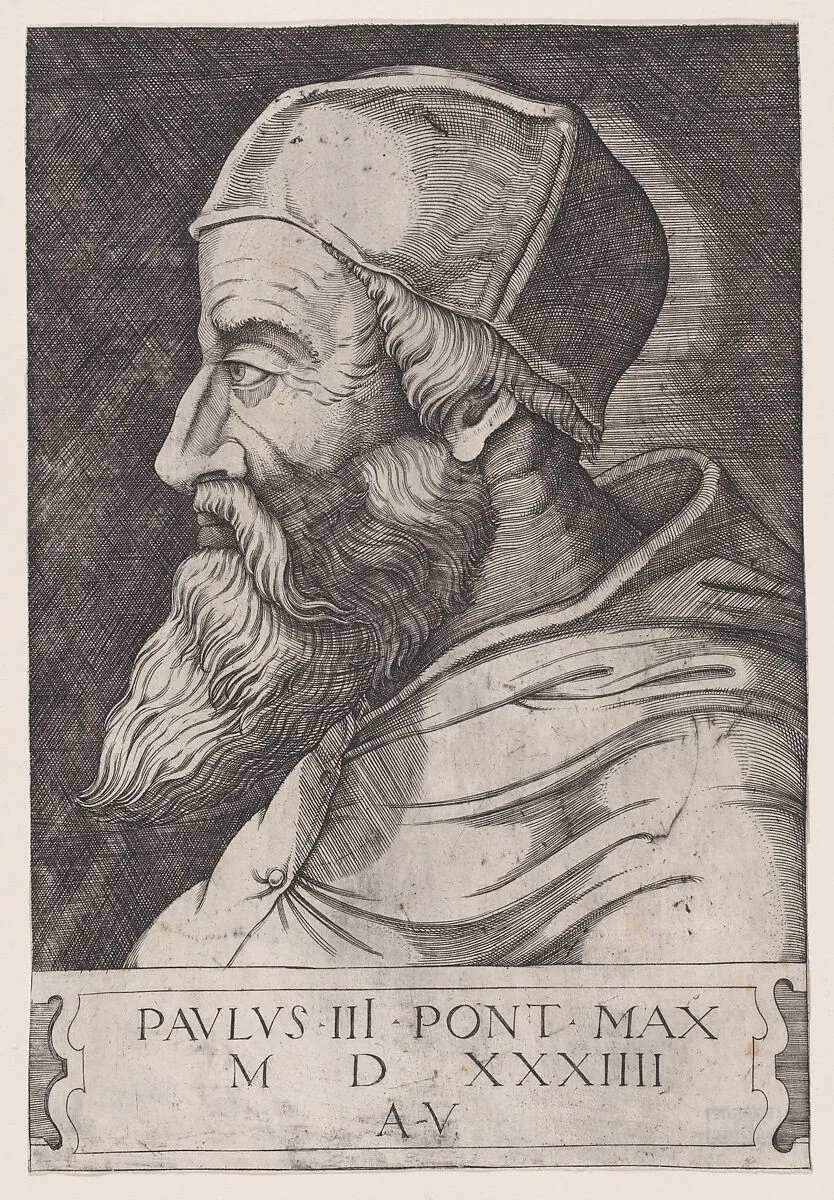 Pope Paul III in a Skullcap — Agostino Veneziano (Agostino dei Musi)