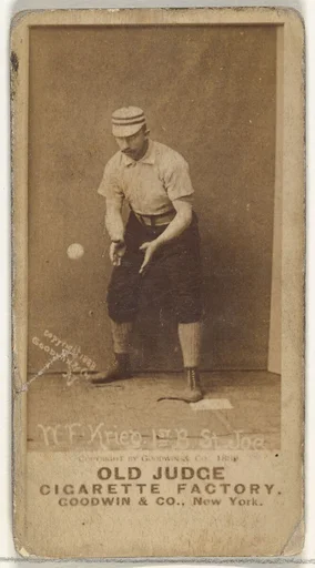 William Frederick "Bill" Krieg, 1st Base, St. Joseph Clay Eaters, from the Old Judge series (N172) for Old Judge Cigarettes