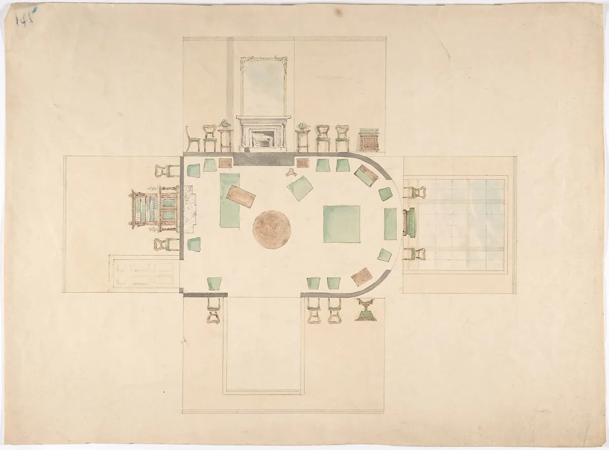 Plan and Elevations of a Room — Anonymous, British, 19th century