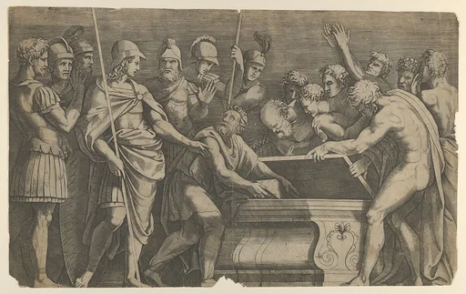 Alexander the Great commanding that the work of Homer be placed in the tomb of Achilles