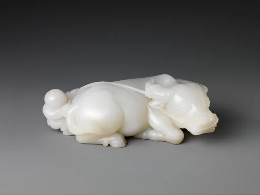 清乾隆 玉雕童子牧牛|Boy with water buffalo