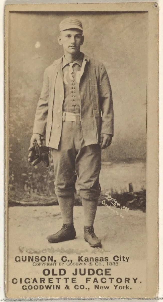 Joseph Brook "Joe" Gunson, Catcher, Kansas City Cowboys, from the Old Judge series (N172) for Old Judge Cigarettes — Goodwin & Company