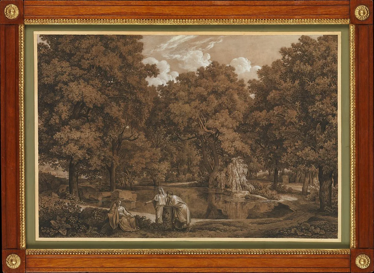 Arcadian Landscape with Three Figures at a Lake — Johann Christian Reinhart