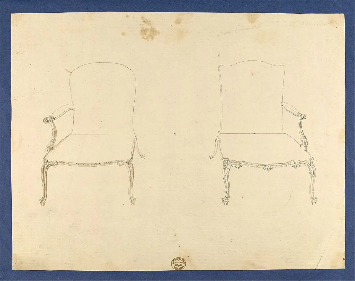 Two French Chairs, in Chippendale Drawings, Vol. I — Thomas Chippendale