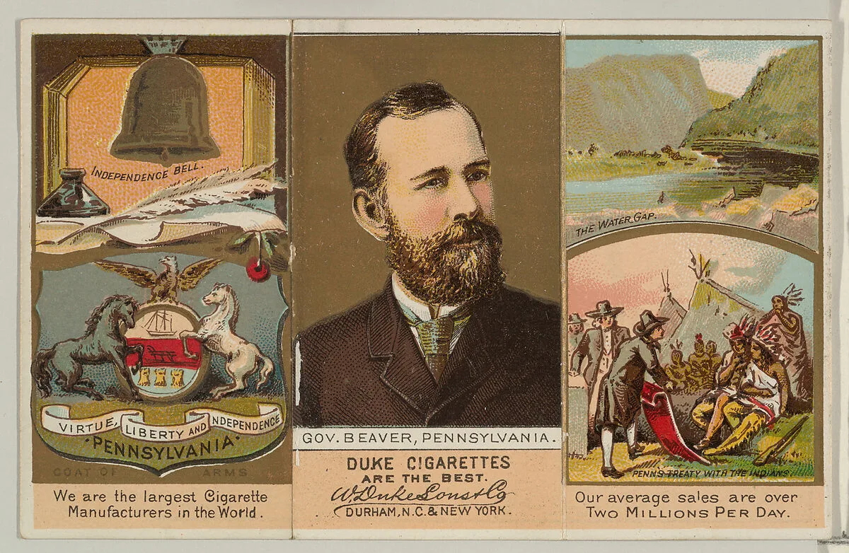 Governor Beaver, Pennsylvania, from "Governors, Arms, Etc." series (N133-2), issued by Duke Sons & Co. — W. Duke, Sons & Co.