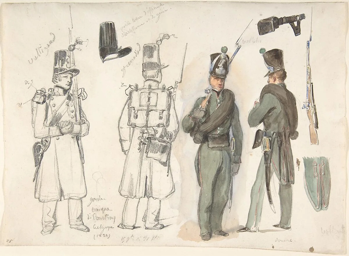 Uniforms of the civil guard in Courtray, Belgium — Auguste Raffet