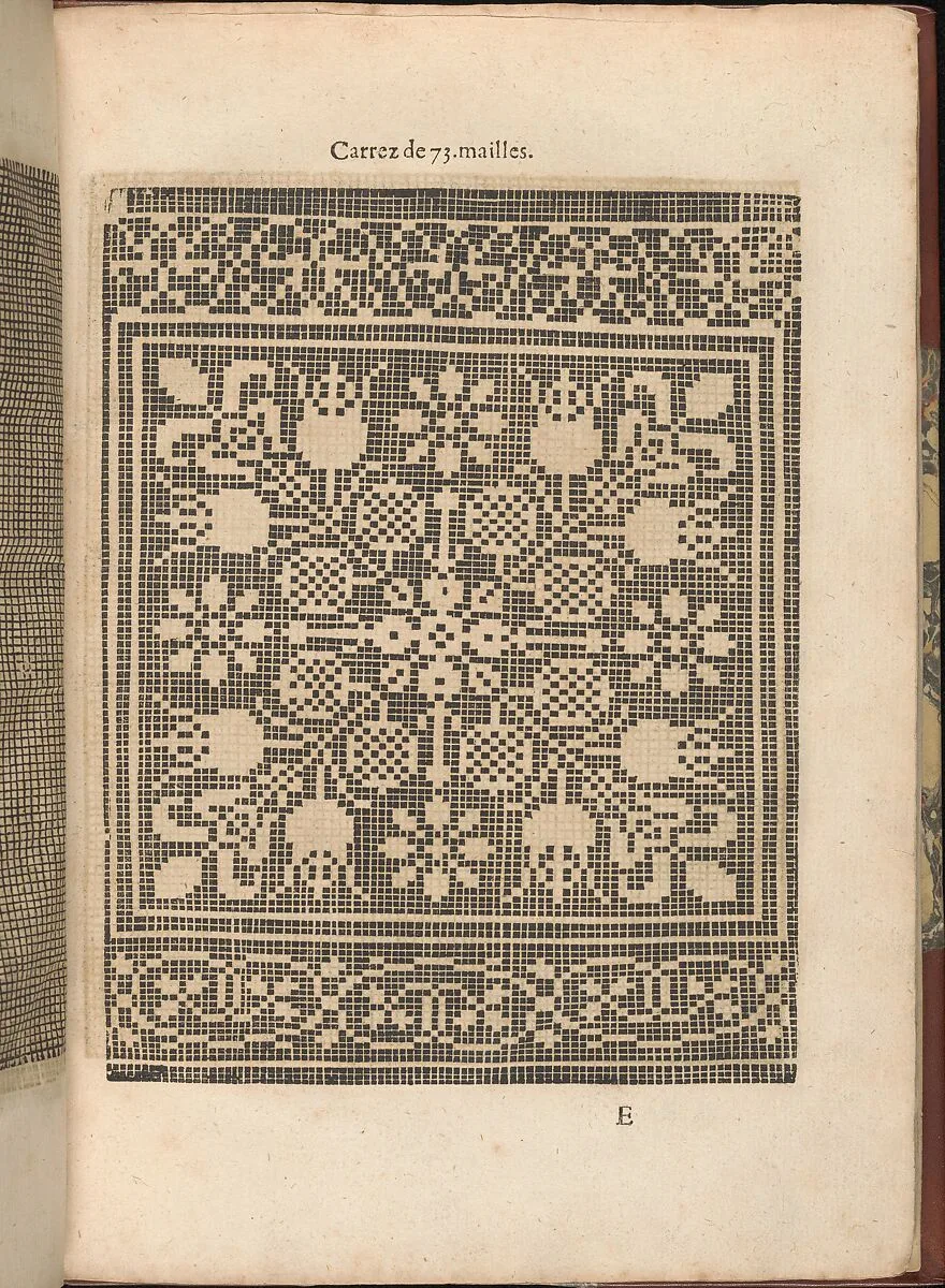 Les Secondes Oeuvres, et Subtiles Inventions De Lingerie du Seigneur Federic de Vinciolo Venitien, page 17 (recto) — Federico de Vinciolo|Jean Le Clerc|Catherine de Bourbon