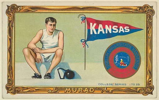 University of Kansas, version one, part of the College Series cabinet cards (T6)