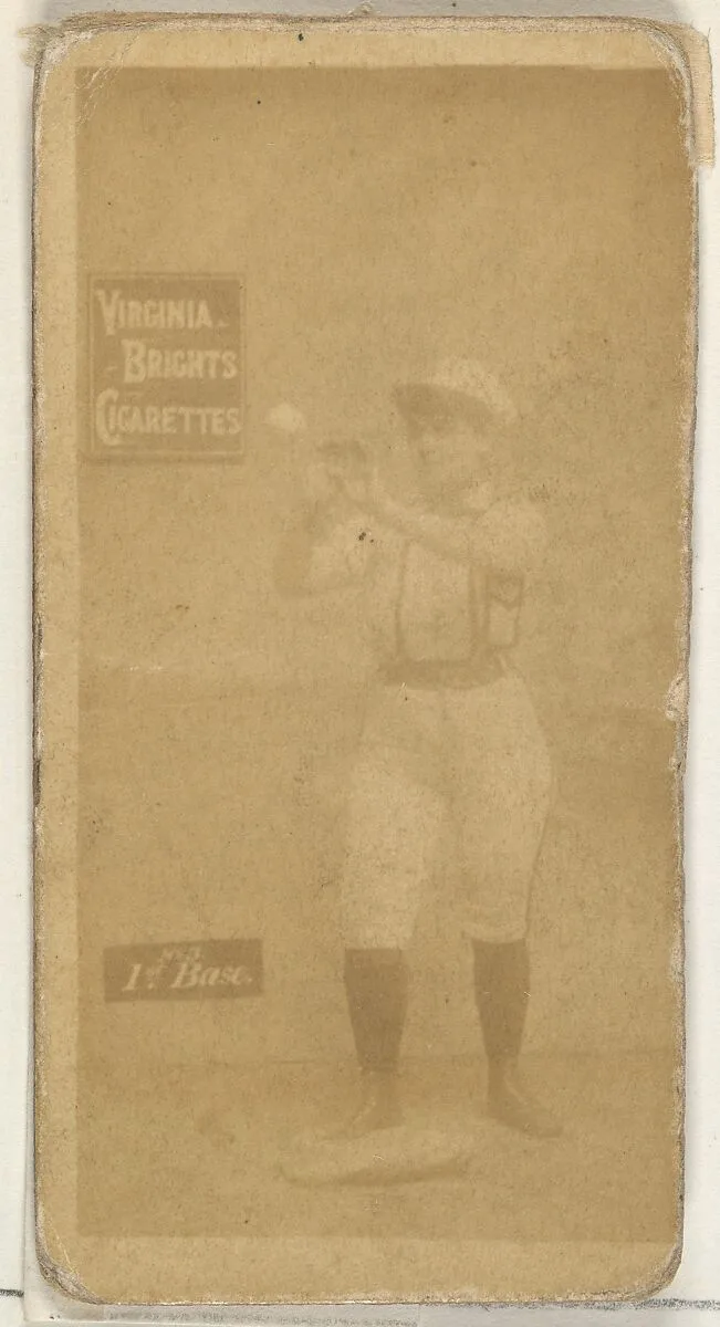 1st Base, from the Girl Baseball Players series (N48, Type 2) for Virginia Brights Cigarettes — Allen & Ginter