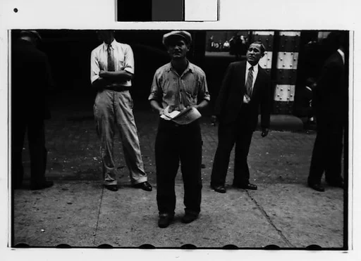 [Two 35mm Film Frames: Bystanders at Strike Rally on Waterfront, New York City]