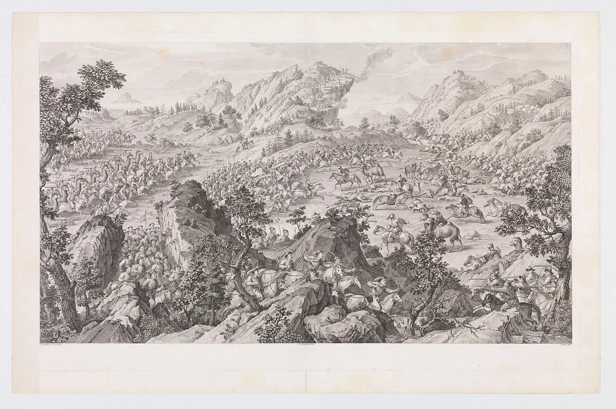 The Battle of Arcul — Charles Nicolas Cochin II|Giuseppe Castiglione|Benoit Louis Prevost