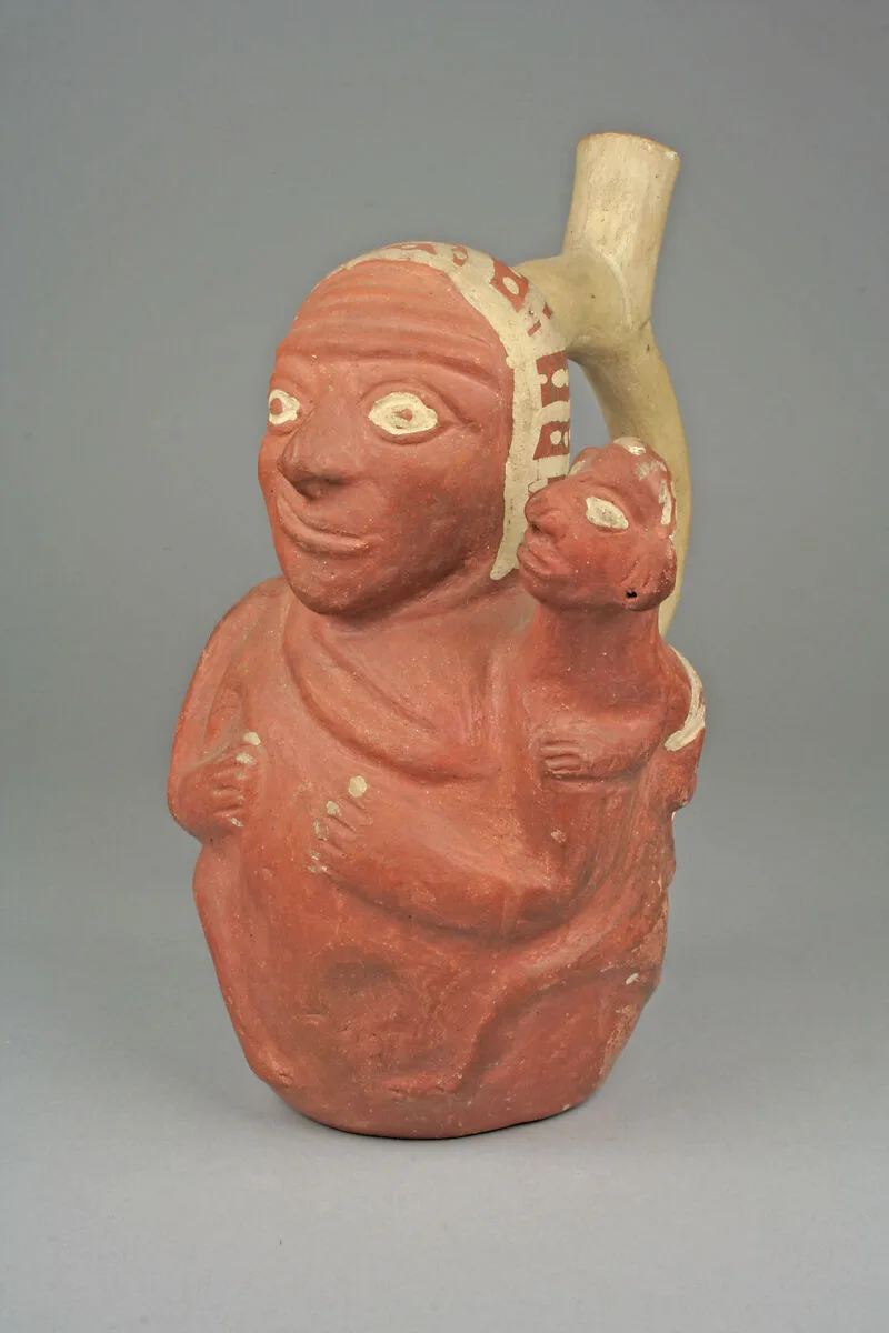 Stirrup Spout Bottle with Figure — Unknown