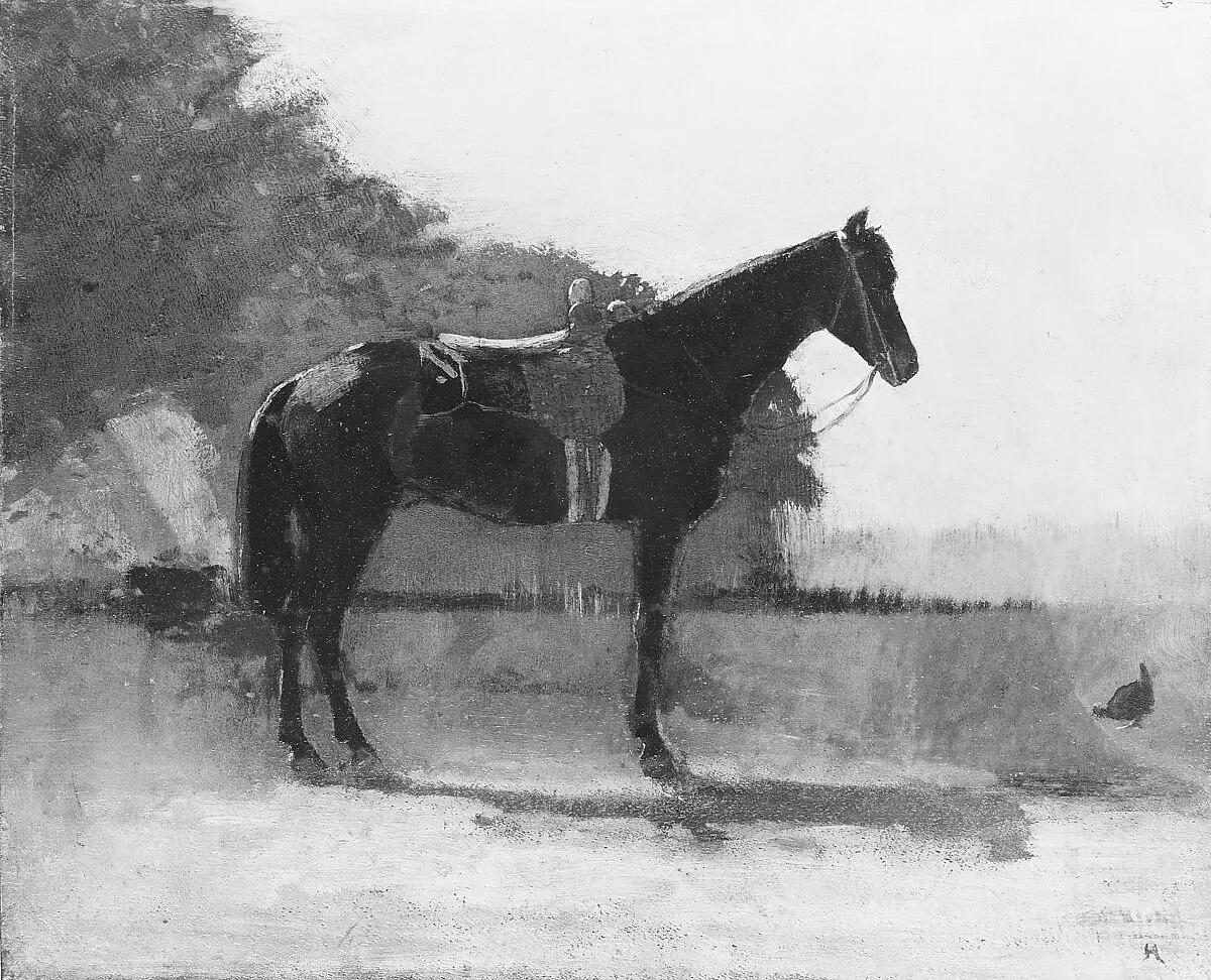 Saddle Horse in Farm Yard — Winslow Homer
