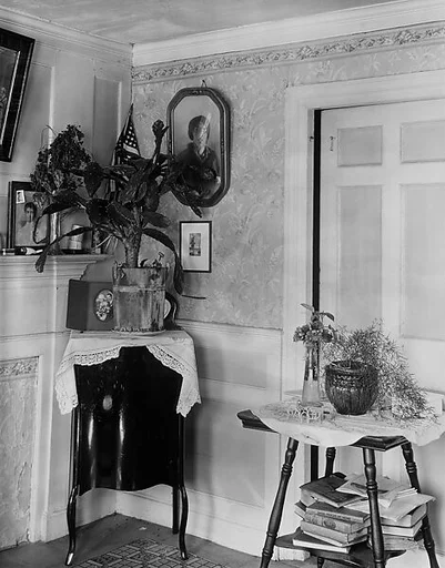 [Interior Showing Plants and Family Photographs on Mantle and Wall in De Luze House, Truro, Massachusetts]