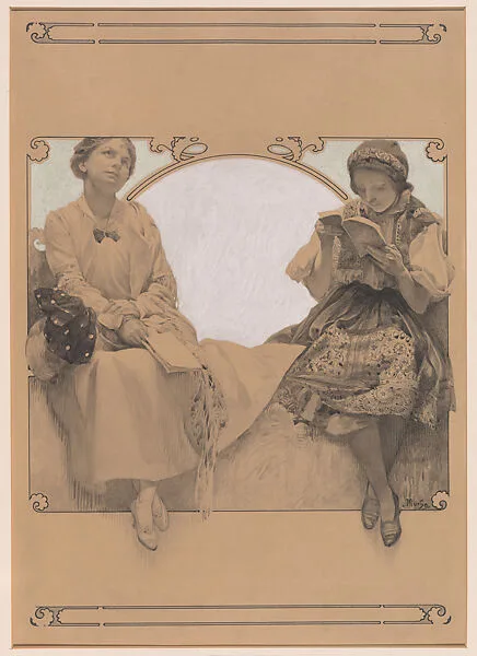 Two Girls Reading — Alphonse Mucha