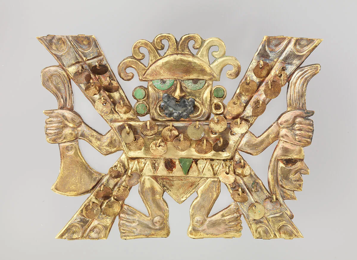 Nose ornament with decapitator — Moche artist(s)