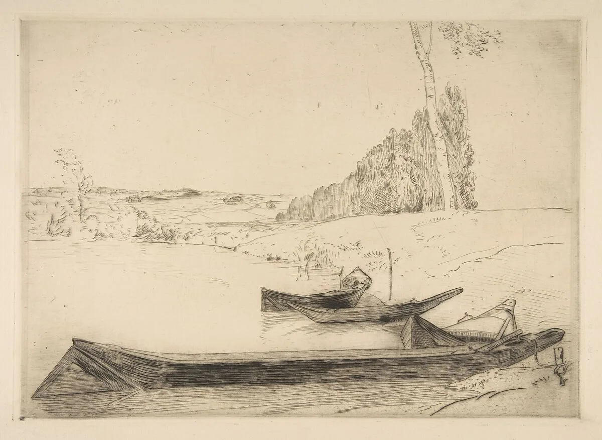 Bachots au bords de la Seine — Félix Bracquemond