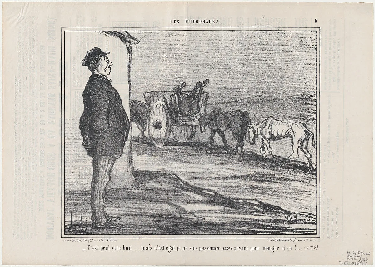 C'est peut-être bon...mais c'est égal..., from Les Hippophages, published in Le Charivari, October 23, 1856 — Aaron Martinet|Honoré Daumier|Destouches