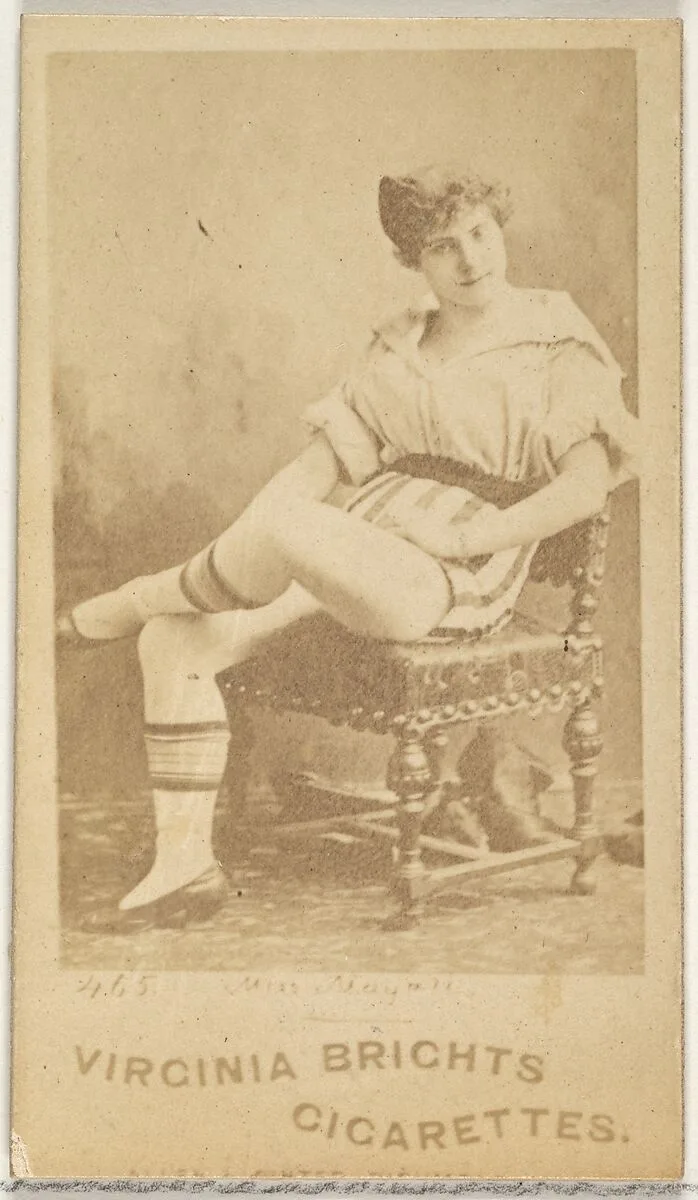 Card 465, Miss Mayall, from the Actors and Actresses series (N45, Type 1) for Virginia Brights Cigarettes — Allen & Ginter