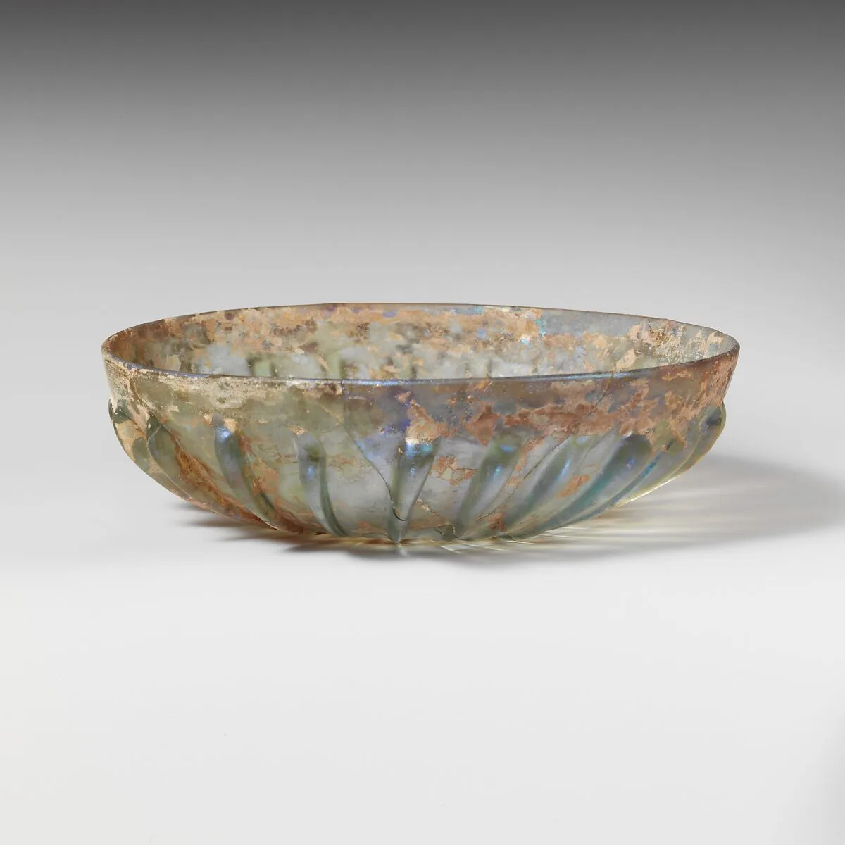 Glass ribbed bowl — Unknown