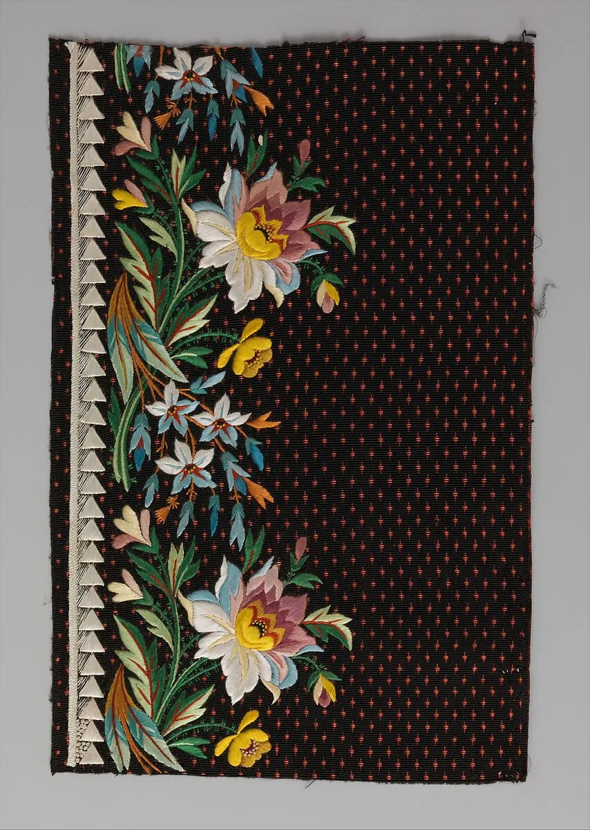 Embroidery sample for a man’s suit — Unknown
