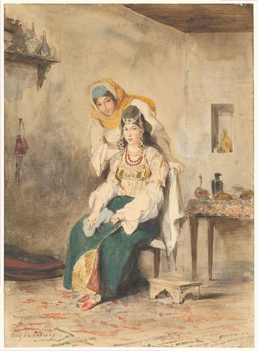 Saada, the Wife of Abraham Ben-Chimol, and Préciada, One of Their Daughters — Eugène Delacroix