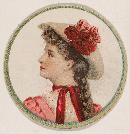 Woman wearing floral hat, from the Novelties series (N228, Type 2) issued by Kinney Bros. — Kinney Brothers Tobacco Company