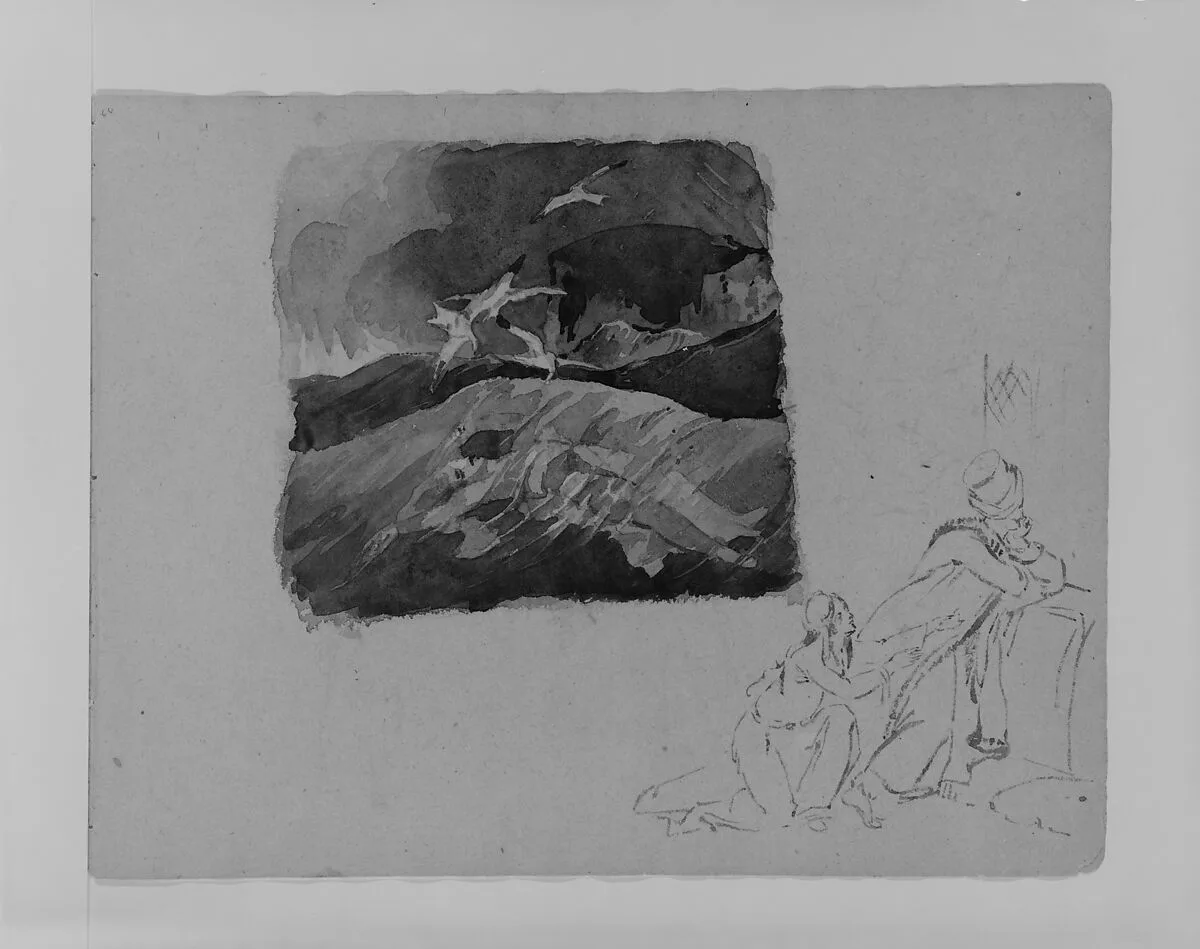 Drowned Man in Sea; Two Figures in Turkish Costume (from Sketchbook) — Thomas Sully
