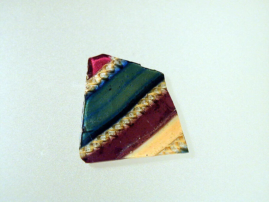 Glass striped mosaic bowl fragment — Unknown