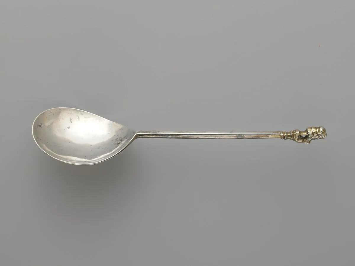 Lion sejant spoon — A. B., England
