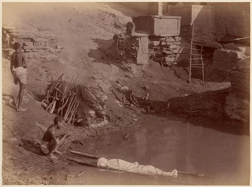 [Cremation Ground at Manikarnika Ghat, Varanasi, India]