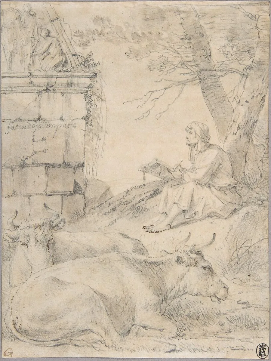 Artist Drawing in an Italianate Landscape — Jan van Ossenbeeck